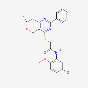 molecular formula C25H27N3O4S B4137191 N-(2,5-DIMETHOXYPHENYL)-2-({7,7-DIMETHYL-2-PHENYL-5H,7H,8H-PYRANO[4,3-D]PYRIMIDIN-4-YL}SULFANYL)ACETAMIDE 