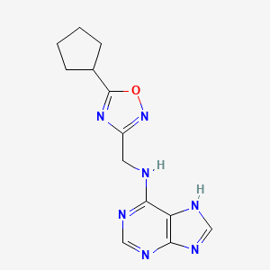 molecular formula C13H15N7O B4137209 N-[(5-cyclopentyl-1,2,4-oxadiazol-3-yl)methyl]-7H-purin-6-amine 