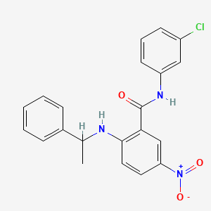 molecular formula C21H18ClN3O3 B4137295 N-(3-chlorophenyl)-5-nitro-2-(1-phenylethylamino)benzamide 