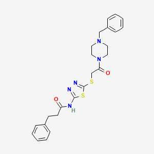 molecular formula C24H27N5O2S2 B4137400 N-(5-{[2-(4-benzylpiperazin-1-yl)-2-oxoethyl]sulfanyl}-1,3,4-thiadiazol-2-yl)-3-phenylpropanamide 