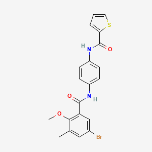 molecular formula C20H17BrN2O3S B4137454 N-(4-{[(5-bromo-2-methoxy-3-methylphenyl)carbonyl]amino}phenyl)thiophene-2-carboxamide 