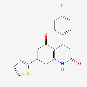 molecular formula C19H16ClNO2S B4137459 4-(4-CHLOROPHENYL)-7-(THIOPHEN-2-YL)-1,2,3,4,5,6,7,8-OCTAHYDROQUINOLINE-2,5-DIONE 