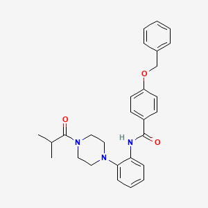 molecular formula C28H31N3O3 B4137525 N-[2-[4-(2-methylpropanoyl)piperazin-1-yl]phenyl]-4-phenylmethoxybenzamide 