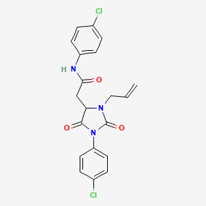 molecular formula C20H17Cl2N3O3 B4137546 N-(4-chlorophenyl)-2-[1-(4-chlorophenyl)-2,5-dioxo-3-(prop-2-en-1-yl)imidazolidin-4-yl]acetamide 