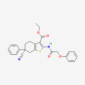 molecular formula C26H24N2O4S B4137634 Ethyl 6-cyano-2-(2-phenoxyacetamido)-6-phenyl-4,5,6,7-tetrahydro-1-benzothiophene-3-carboxylate 