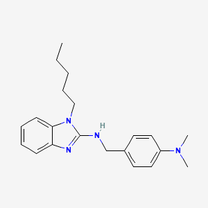 molecular formula C21H28N4 B4137694 N-{[4-(Dimethylamino)phenyl]methyl}-1-pentyl-1H-1,3-benzodiazol-2-amine 