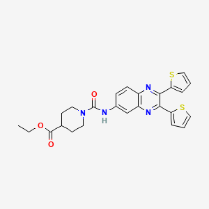 molecular formula C25H24N4O3S2 B4137773 Ethyl 1-[(2,3-dithiophen-2-ylquinoxalin-6-yl)carbamoyl]piperidine-4-carboxylate 