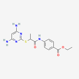molecular formula C16H19N5O3S B4138021 Ethyl 4-({2-[(4,6-diaminopyrimidin-2-yl)sulfanyl]propanoyl}amino)benzoate 