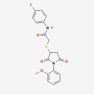 molecular formula C19H17FN2O4S B4138117 N-(4-fluorophenyl)-2-[1-(2-methoxyphenyl)-2,5-dioxopyrrolidin-3-yl]sulfanylacetamide 