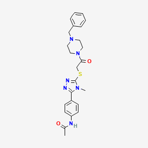 molecular formula C24H28N6O2S B4138302 N-[4-(5-{[2-(4-benzylpiperazin-1-yl)-2-oxoethyl]sulfanyl}-4-methyl-4H-1,2,4-triazol-3-yl)phenyl]acetamide 
