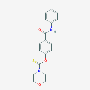 molecular formula C18H18N2O3S B413841 O-[4-(anilinocarbonyl)phenyl] 4-morpholinecarbothioate 