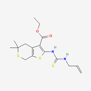 molecular formula C16H22N2O2S3 B4138476 ETHYL 2-{[(ALLYLAMINO)CARBOTHIOYL]AMINO}-5,5-DIMETHYL-4,7-DIHYDRO-5H-THIENO[2,3-C]THIOPYRAN-3-CARBOXYLATE 