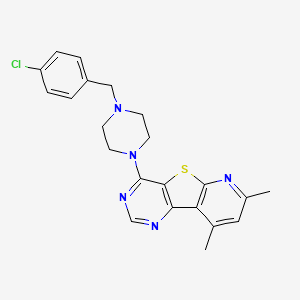 molecular formula C22H22ClN5S B4138554 6-[4-[(4-chlorophenyl)methyl]piperazin-1-yl]-11,13-dimethyl-8-thia-3,5,10-triazatricyclo[7.4.0.02,7]trideca-1(9),2(7),3,5,10,12-hexaene 