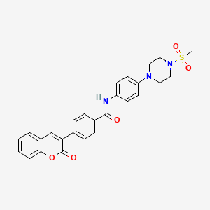 molecular formula C27H25N3O5S B4138638 N-{4-[4-(methylsulfonyl)piperazin-1-yl]phenyl}-4-(2-oxo-2H-chromen-3-yl)benzamide 
