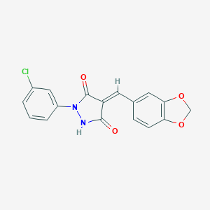 (4E)-4-(1,3-benzodioxol-5-ylmethylidene)-1-(3-chlorophenyl)pyrazolidine-3,5-dione