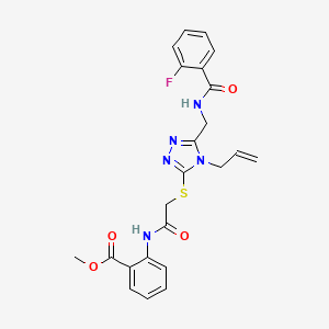 molecular formula C23H22FN5O4S B4138673 methyl 2-[({[5-({[(2-fluorophenyl)carbonyl]amino}methyl)-4-(prop-2-en-1-yl)-4H-1,2,4-triazol-3-yl]sulfanyl}acetyl)amino]benzoate 
