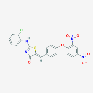 (5Z)-2-(2-chloroanilino)-5-[[4-(2,4-dinitrophenoxy)phenyl]methylidene]-1,3-thiazol-4-one