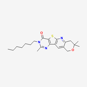 molecular formula C22H29N3O2S B4139068 14-heptyl-5,5,13-trimethyl-6-oxa-17-thia-2,12,14-triazatetracyclo[8.7.0.03,8.011,16]heptadeca-1,3(8),9,11(16),12-pentaen-15-one 