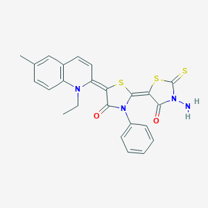 3'-amino-5-(1-ethyl-6-methyl-2(1H)-quinolinylidene)-3-phenyl-2'-thioxo-2,5'-bi-1,3-thiazolidine-4,4'-dione
