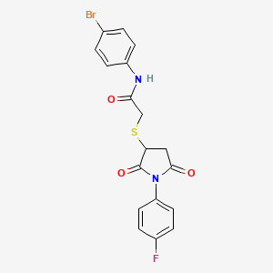 molecular formula C18H14BrFN2O3S B4139156 N-(4-bromophenyl)-2-[1-(4-fluorophenyl)-2,5-dioxopyrrolidin-3-yl]sulfanylacetamide 