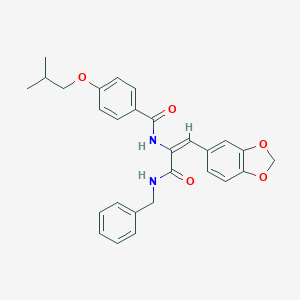 molecular formula C28H28N2O5 B413932 N-{2-(1,3-benzodioxol-5-yl)-1-[(benzylamino)carbonyl]vinyl}-4-isobutoxybenzamide CAS No. 331463-74-2
