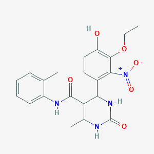 molecular formula C21H22N4O6 B4139419 4-(3-ethoxy-4-hydroxy-2-nitrophenyl)-6-methyl-N-(2-methylphenyl)-2-oxo-3,4-dihydro-1H-pyrimidine-5-carboxamide 