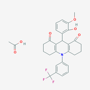molecular formula C29H28F3NO6 B4139513 acetic acid;9-(2-hydroxy-3-methoxyphenyl)-10-[3-(trifluoromethyl)phenyl]-3,4,5,6,7,9-hexahydro-2H-acridine-1,8-dione 