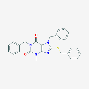 molecular formula C27H24N4O2S B413960 1,7-dibenzyl-8-(benzylsulfanyl)-3-methyl-3,7-dihydro-1H-purine-2,6-dione 