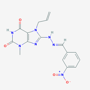 molecular formula C16H15N7O4 B413964 3-nitrobenzaldehyde (7-allyl-3-methyl-2,6-dioxo-2,3,6,7-tetrahydro-1H-purin-8-yl)hydrazone CAS No. 300701-04-6