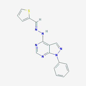 molecular formula C16H12N6S B413965 2-thiophenecarbaldehyde (1-phenyl-1H-pyrazolo[3,4-d]pyrimidin-4-yl)hydrazone 