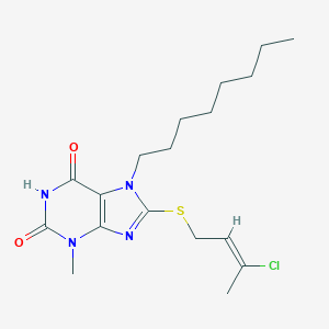 8-[(3-chloro-2-butenyl)sulfanyl]-3-methyl-7-octyl-3,7-dihydro-1H-purine-2,6-dione