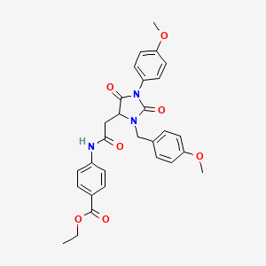 molecular formula C29H29N3O7 B4139774 Ethyl 4-({[3-(4-methoxybenzyl)-1-(4-methoxyphenyl)-2,5-dioxoimidazolidin-4-yl]acetyl}amino)benzoate 