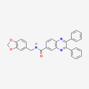 molecular formula C29H21N3O3 B4139903 N-(1,3-benzodioxol-5-ylmethyl)-2,3-diphenylquinoxaline-6-carboxamide 