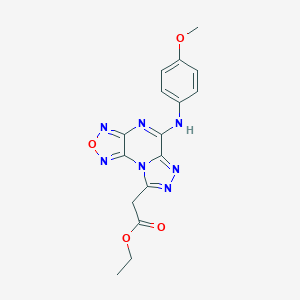 molecular formula C16H15N7O4 B413991 Ethyl [5-(4-methoxyanilino)[1,2,5]oxadiazolo[3,4-e][1,2,4]triazolo[4,3-a]pyrazin-8-yl]acetate 