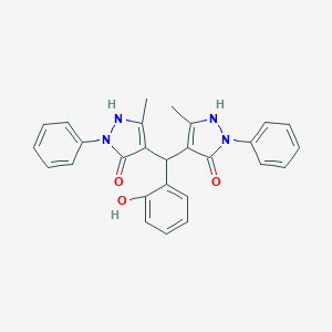 molecular formula C27H24N4O3 B413995 4,4'-[(2-hydroxyphenyl)methylene]bis(3-methyl-1-phenyl-1H-pyrazol-5-ol) 