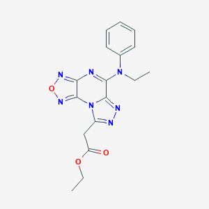 molecular formula C17H17N7O3 B413996 Furazano[3,4-b]1,2,4-triazolo[4,3-d]pyrazine, 5-ethoxycarbonylmethyl-8-ethyl(phenyl)amino- 