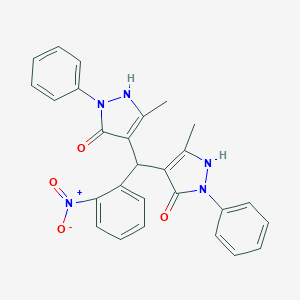 5-methyl-4-[(5-methyl-3-oxo-2-phenyl-1H-pyrazol-4-yl)-(2-nitrophenyl)methyl]-2-phenyl-1H-pyrazol-3-one