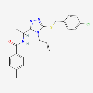 molecular formula C22H23ClN4OS B4140098 N-[1-[5-[(4-chlorophenyl)methylsulfanyl]-4-prop-2-enyl-1,2,4-triazol-3-yl]ethyl]-4-methylbenzamide 