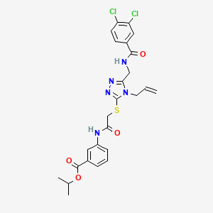molecular formula C25H25Cl2N5O4S B4140232 propan-2-yl 3-[({[5-({[(3,4-dichlorophenyl)carbonyl]amino}methyl)-4-(prop-2-en-1-yl)-4H-1,2,4-triazol-3-yl]sulfanyl}acetyl)amino]benzoate 