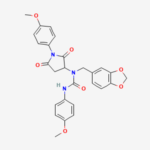 molecular formula C27H25N3O7 B4140281 N-(1,3-BENZODIOXOL-5-YLMETHYL)-N'-(4-METHOXYPHENYL)-N-[1-(4-METHOXYPHENYL)-2,5-DIOXOTETRAHYDRO-1H-PYRROL-3-YL]UREA 