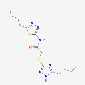 molecular formula C14H22N6OS2 B4140343 N-(5-butyl-1,3,4-thiadiazol-2-yl)-2-[(5-butyl-4H-1,2,4-triazol-3-yl)sulfanyl]acetamide 