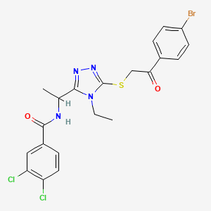 molecular formula C21H19BrCl2N4O2S B4140381 N-[1-(5-{[2-(4-bromophenyl)-2-oxoethyl]sulfanyl}-4-ethyl-4H-1,2,4-triazol-3-yl)ethyl]-3,4-dichlorobenzamide 