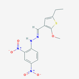 molecular formula C14H14N4O5S B414040 5-Ethyl-2-methoxy-3-thiophenecarbaldehyde {2,4-dinitrophenyl}hydrazone 