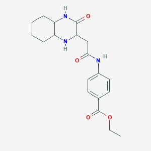 molecular formula C19H25N3O4 B4140402 Ethyl 4-{[(3-oxodecahydroquinoxalin-2-yl)acetyl]amino}benzoate 