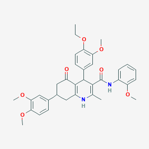 molecular formula C35H38N2O7 B4140468 7-(3,4-dimethoxyphenyl)-4-(4-ethoxy-3-methoxyphenyl)-N-(2-methoxyphenyl)-2-methyl-5-oxo-1,4,5,6,7,8-hexahydroquinoline-3-carboxamide 