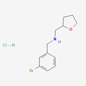 molecular formula C12H17BrClNO B4140578 N-[(3-bromophenyl)methyl]-1-(oxolan-2-yl)methanamine;hydrochloride 