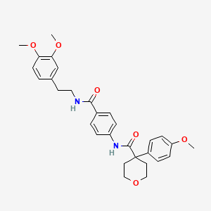 molecular formula C30H34N2O6 B4140587 N-[4-[2-(3,4-dimethoxyphenyl)ethylcarbamoyl]phenyl]-4-(4-methoxyphenyl)oxane-4-carboxamide 