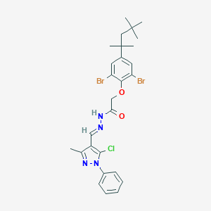 molecular formula C27H31Br2ClN4O2 B414059 N'-[(5-chloro-3-methyl-1-phenyl-1H-pyrazol-4-yl)methylene]-2-[2,6-dibromo-4-(1,1,3,3-tetramethylbutyl)phenoxy]acetohydrazide 