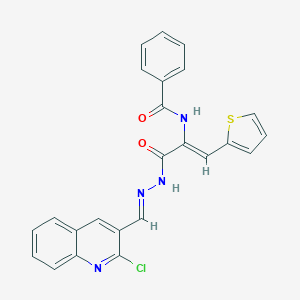 molecular formula C24H17ClN4O2S B414060 N-[1-({2-[(2-chloro-3-quinolinyl)methylene]hydrazino}carbonyl)-2-(2-thienyl)vinyl]benzamide 