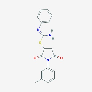 molecular formula C18H17N3O2S B414064 1-(3-methylphenyl)-2,5-dioxo-3-pyrrolidinyl N'-phenylimidothiocarbamate 